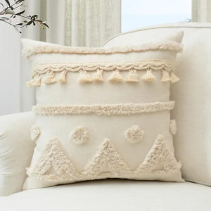 The BohoGeo Tassel Cushion Cover